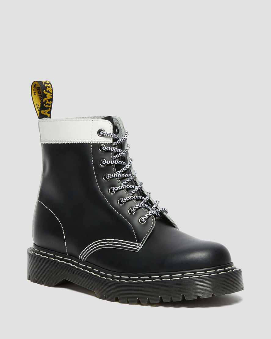 Dr Martens 1460 Pascal Bex Deri Contrast Dantel Up Kadın Bilek Boy Bot Siyah Beyaz Türkiye | 79503-FUQL