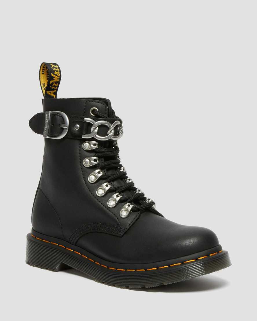 Dr Martens 1460 Pascal Chain Deri Dantel Up Kadın Bilek Boy Bot Siyah Türkiye | 23579-PCIW