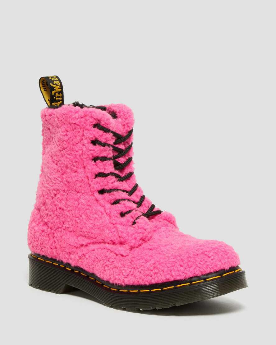 Dr Martens 1460 Pascal Faux Shearling Kadın Kışlık Botlar Pembe Türkiye | 15729-DPIU