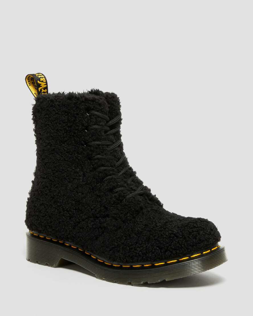 Dr Martens 1460 Pascal Faux Shearling Kadın Bağcıklı Bot Siyah Türkiye | 29683-TNEO