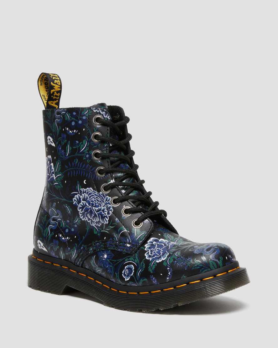 Dr Martens 1460 Pascal Mystic Floral Dantel Up Kadın Bilek Boy Bot Siyah Türkiye | 98047-IVZA