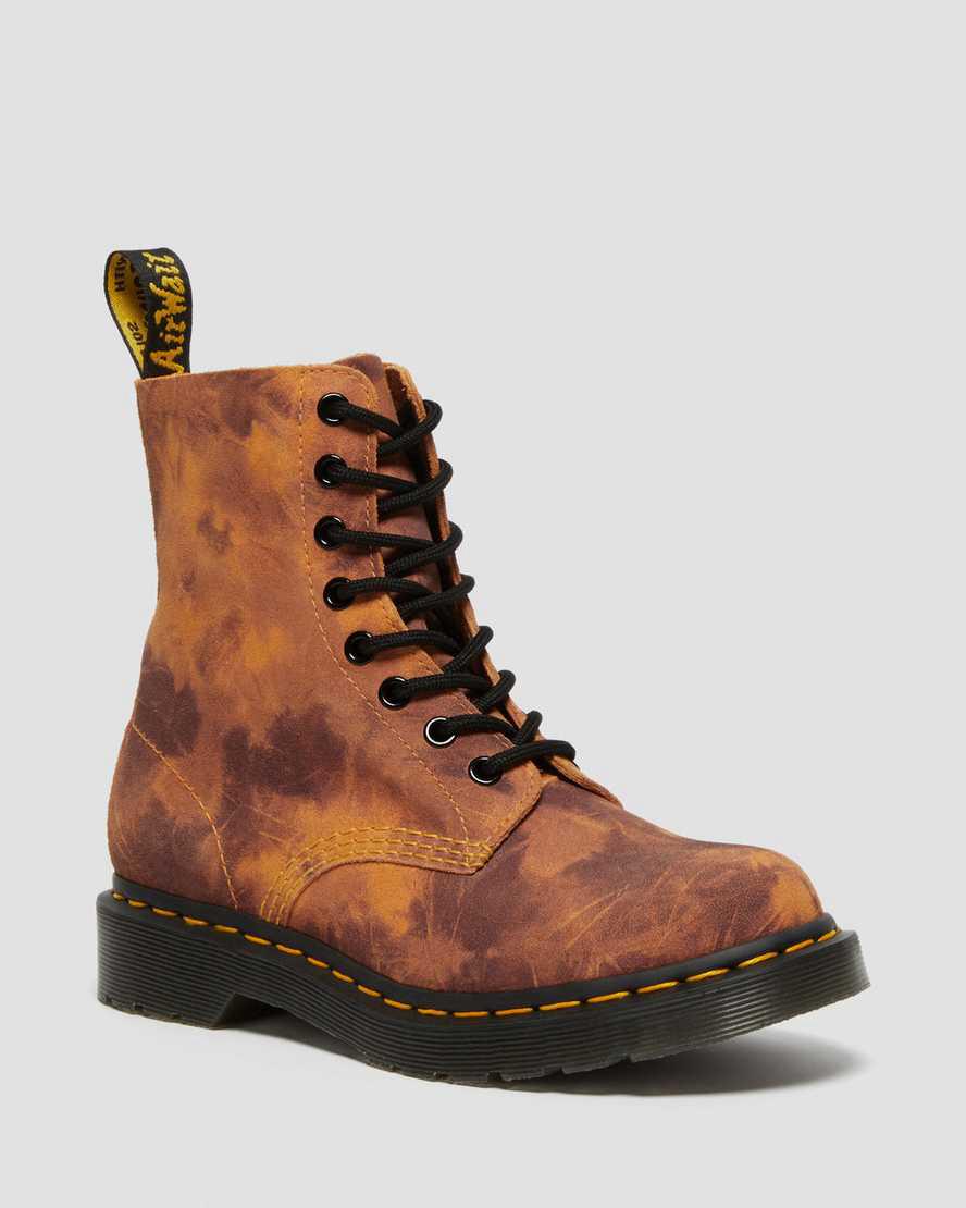 Dr Martens 1460 Pascal Tie Dye Deri Dantel Up Kadın Bilek Boy Bot Turuncu Türkiye | 74309-WRNH