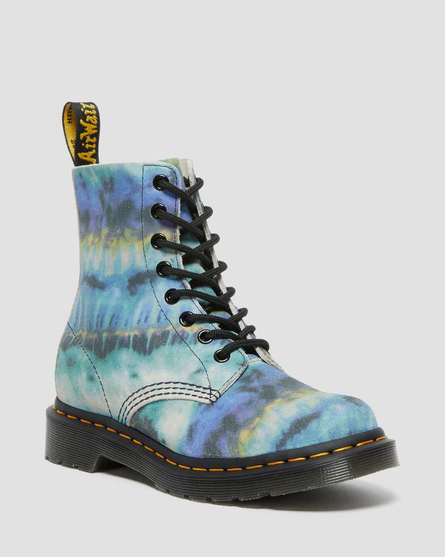 Dr Martens 1460 Pascal Tie Dye Deri Dantel Up Kadın Bilek Boy Bot Mavi Türkiye | 91802-OTNB