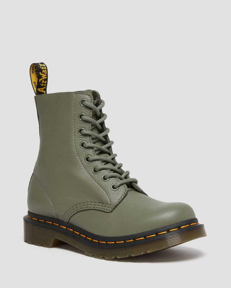 Dr Martens 1460 Pascal Virginia Deri Kadın Bilek Boy Bot Haki Yeşil Türkiye | 08641-AUDM