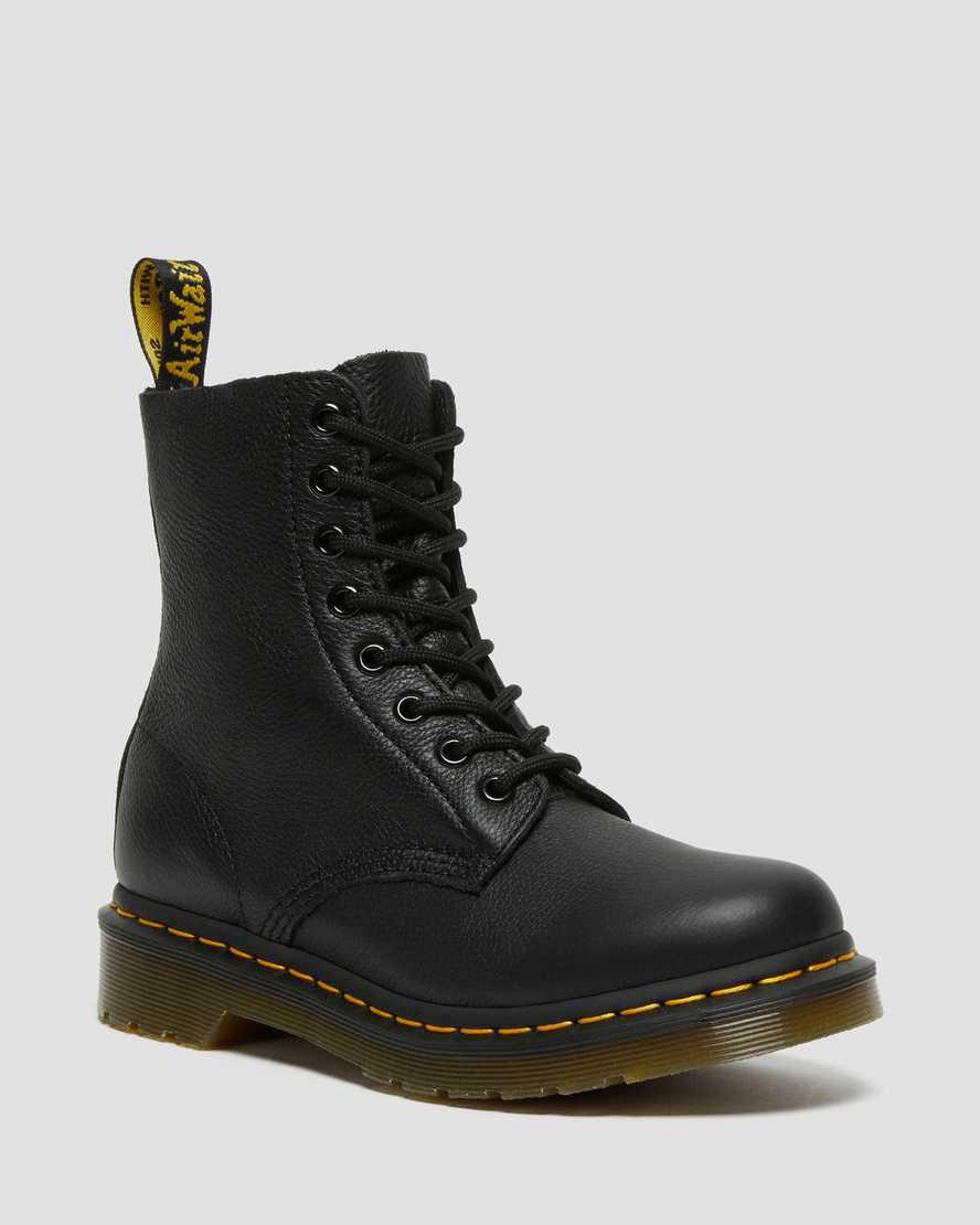 Dr Martens 1460 Pascal Virginia Deri Kadın Bağcıklı Bot Siyah Türkiye | 54938-LWRX