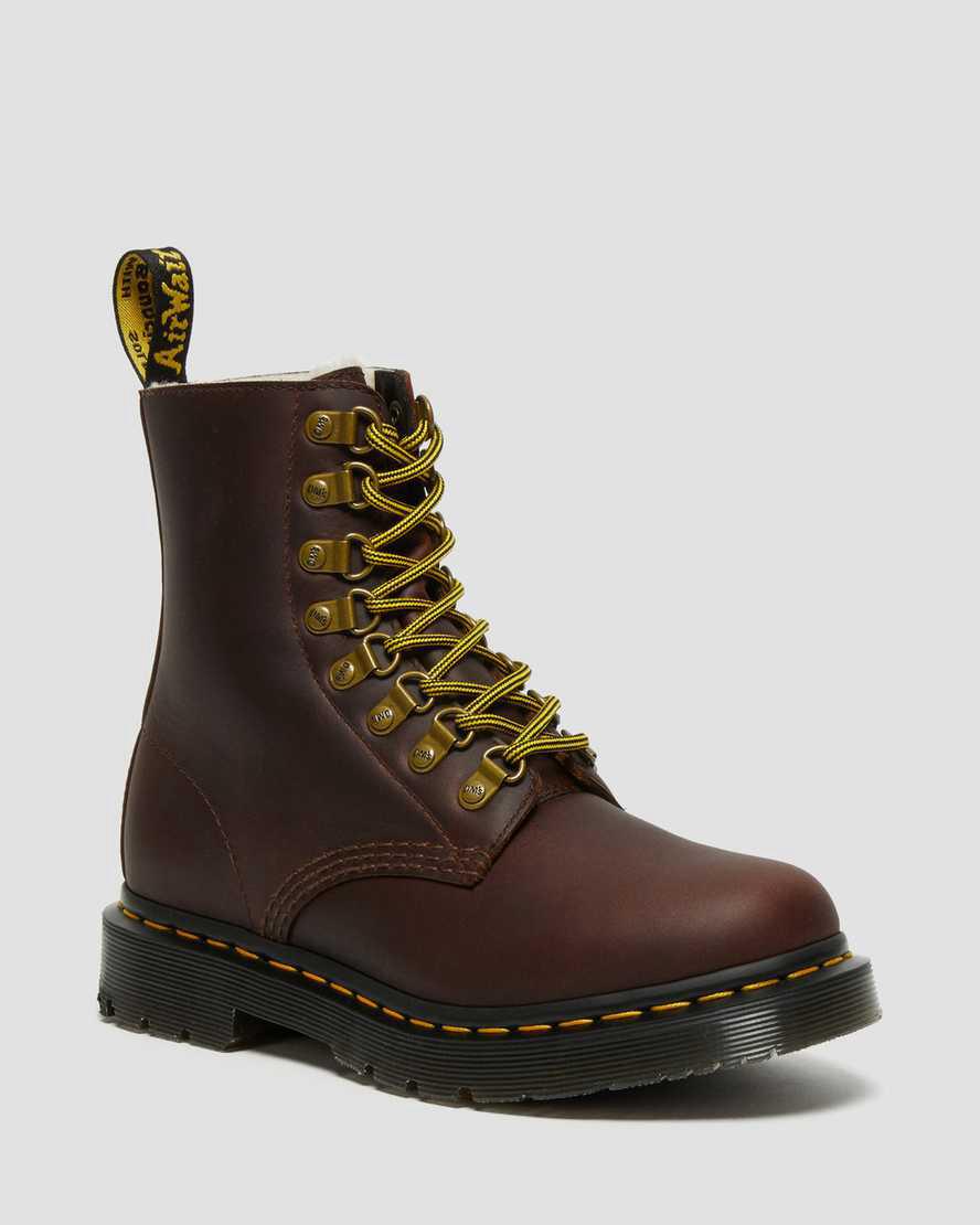 Dr Martens 1460 Pascal Wintergrip Deri Dantel Up Kadın Bilek Boy Bot Kahverengi Türkiye | 30246-ZKLJ