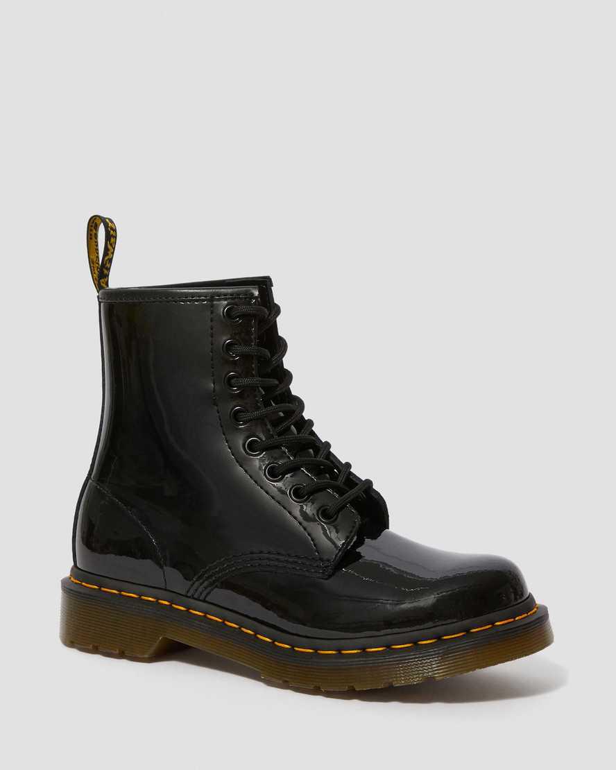 Dr Martens 1460 Rugan Deri Dantel Up Kadın Bilek Boy Bot Siyah Türkiye | 81960-QFWY