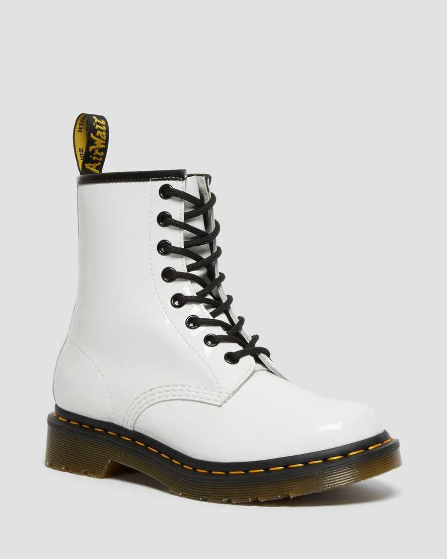 Dr Martens 1460 Rugan Deri Dantel Up Kadın Bilek Boy Bot Beyaz Türkiye | 96801-MQRW