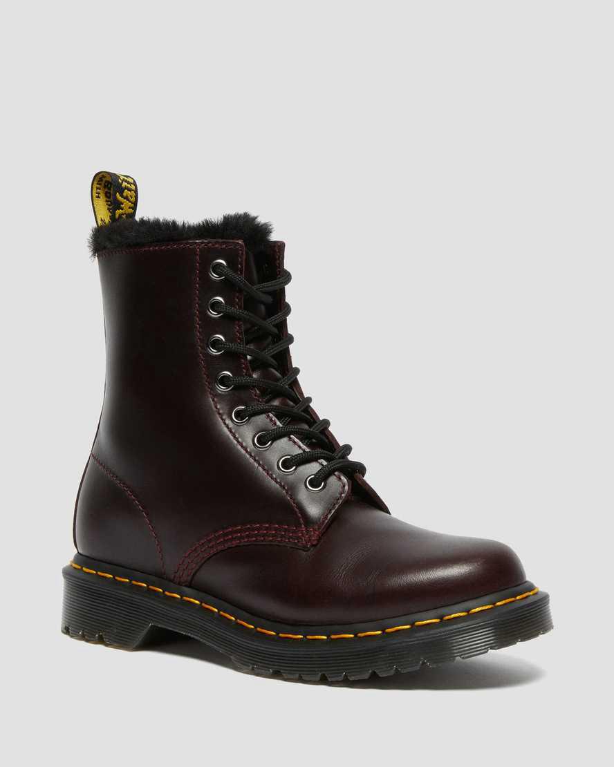 Dr Martens 1460 Serena Faux Fur Astar Dantel Up Kadın Bilek Boy Bot Bordo Türkiye | 52386-HOUB