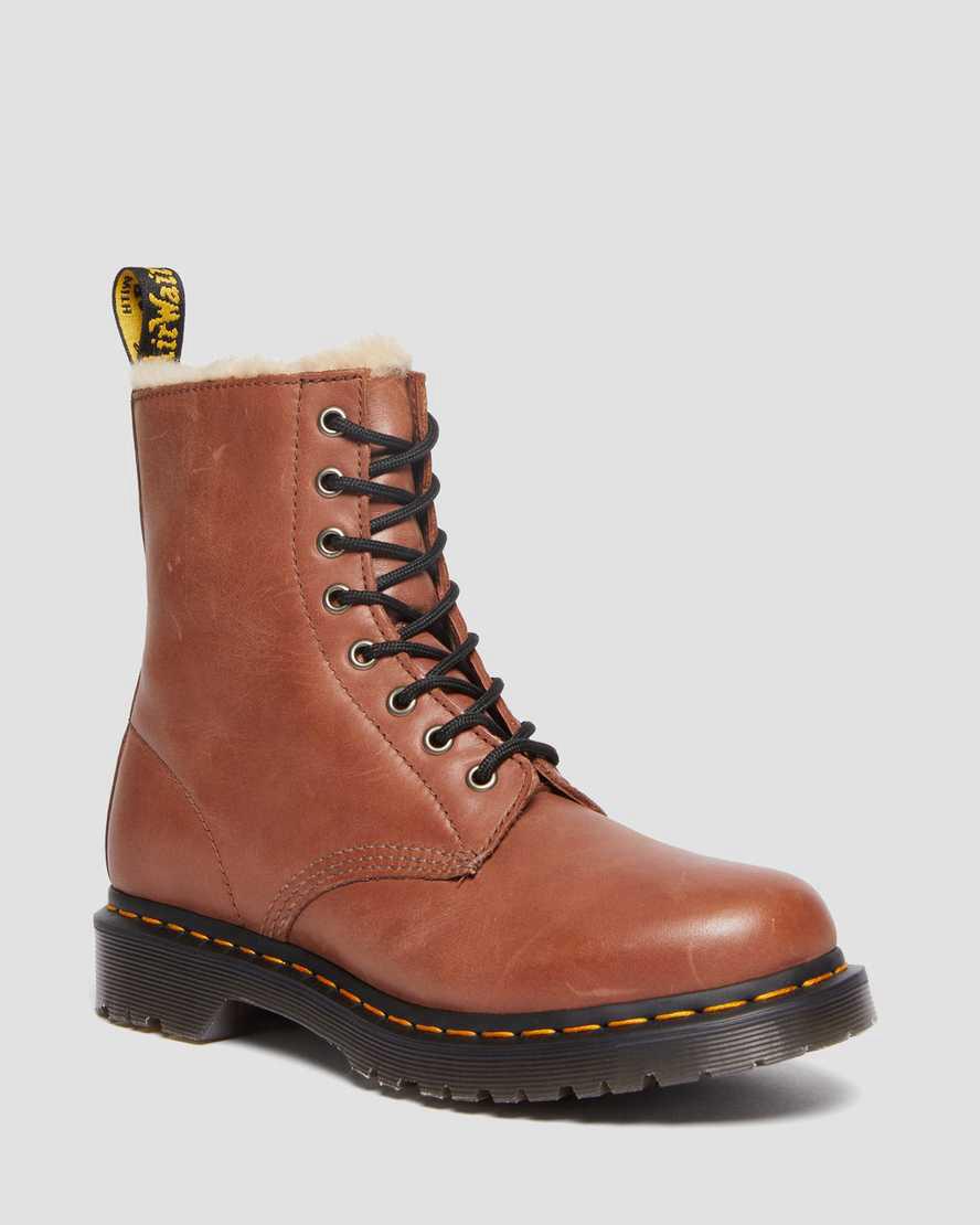 Dr Martens 1460 Serena Faux Fur-Astar Deri Kadın Bilek Boy Bot Kahverengi Türkiye | 51680-RPJA