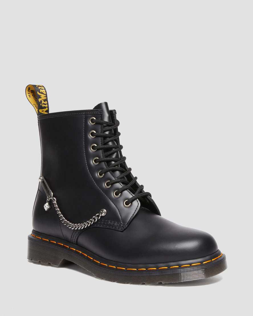 Dr Martens 1460 Swarovski Deri Dantel Up Kadın Bilek Boy Bot Siyah Türkiye | 47951-PKFY