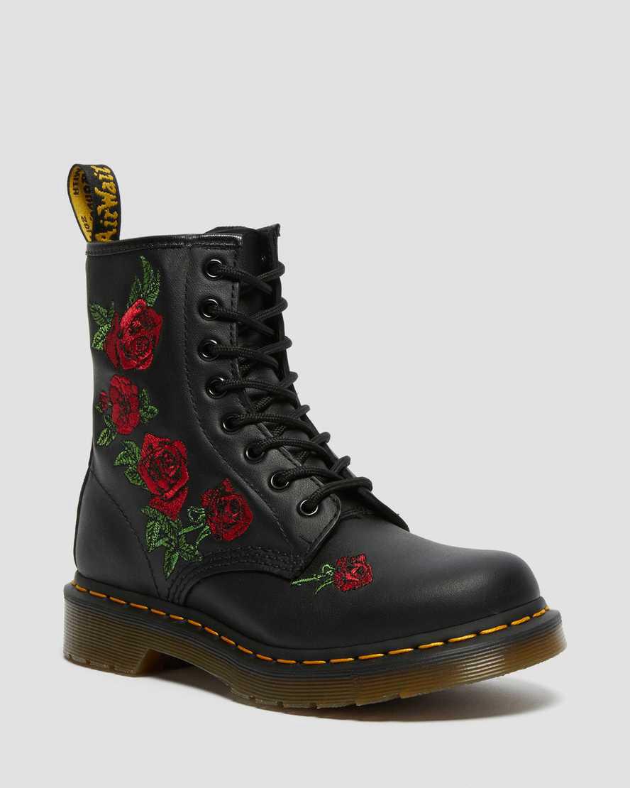 Dr Martens 1460 Vonda Floral Deri Dantel Up Kadın Bilek Boy Bot Siyah Türkiye | 29153-WTPN