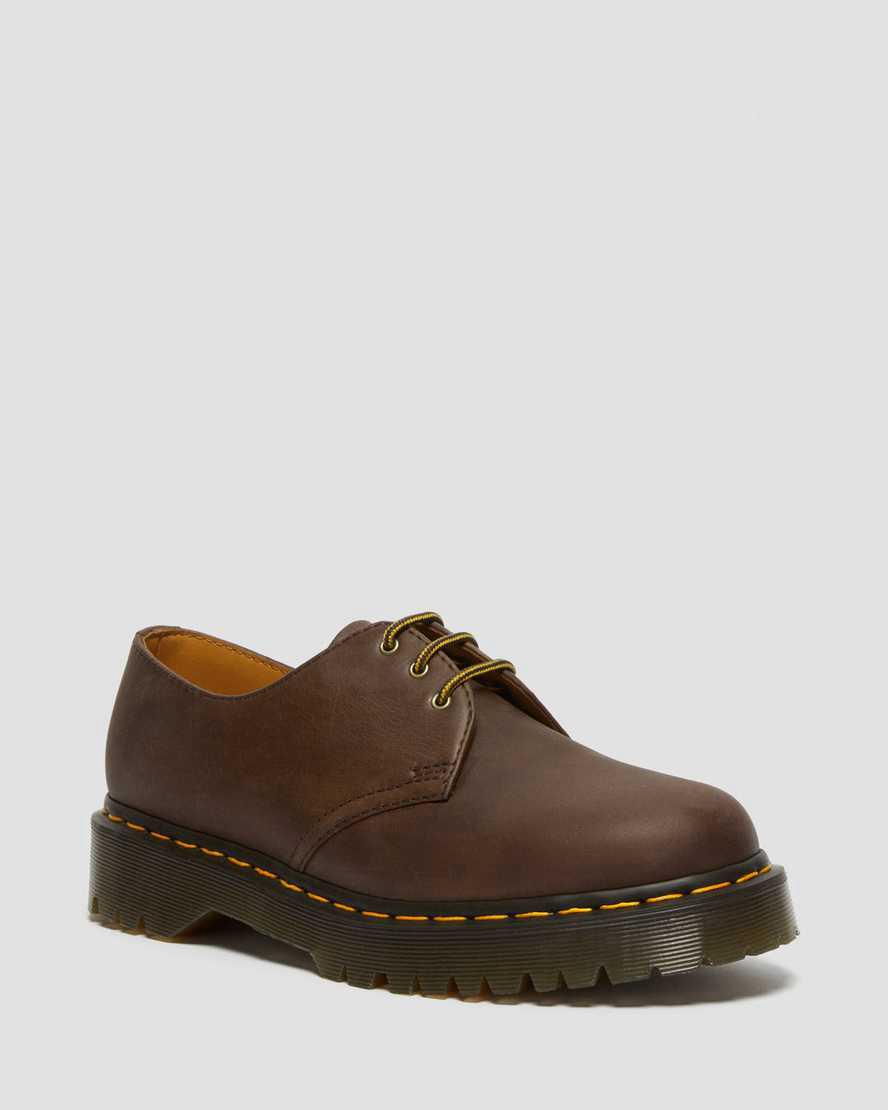 Dr Martens 1461 Bex Crazy Horse Deri Oxford Kadın Platform Ayakkabı Koyu Kahverengi Türkiye | 87301-UNXZ