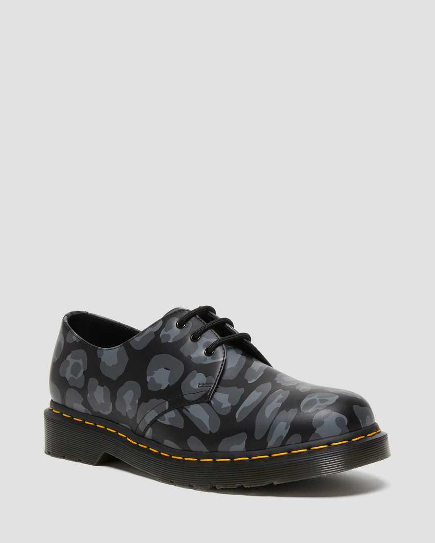 Dr Martens 1461 Distorted Leopard Print Erkek Oxford Ayakkabı Siyah Türkiye | 25947-EOYI