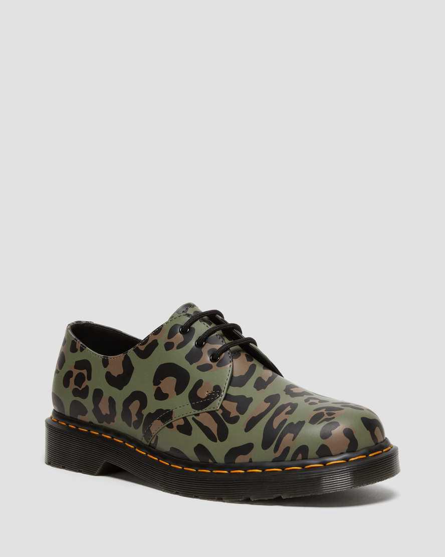 Dr Martens 1461 Distorted Leopard Print Kadın Oxford Ayakkabı Haki Yeşil Türkiye | 60592-MXCO