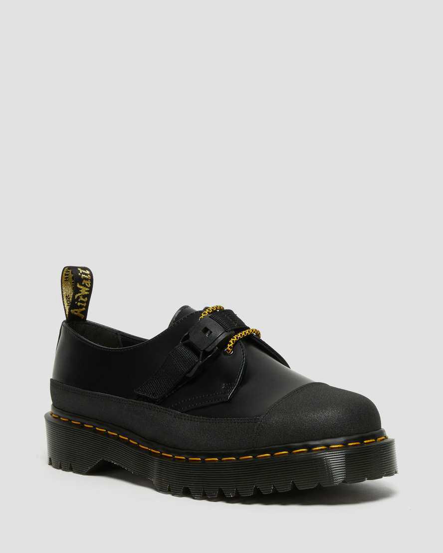 Dr Martens 1461 Made In England Bex Tech Smooth Deri Erkek Oxford Ayakkabı Black/Dual Original Türkiye | 06583-WKMF