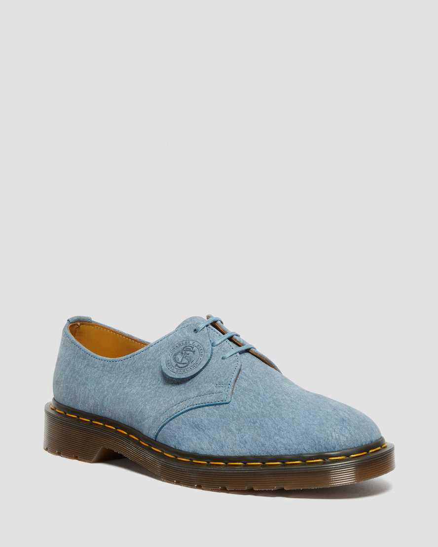 Dr Martens 1461 Made in England Nubuck Deri Erkek Oxford Ayakkabı Mavi Türkiye | 71456-FZBV