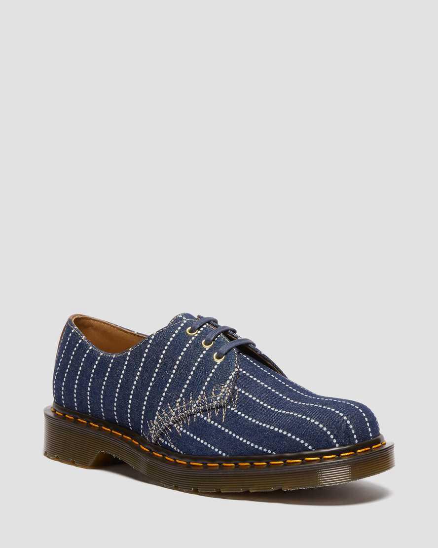 Dr Martens 1461 Made in England Pinstripe Erkek Oxford Ayakkabı Koyu Mavi Türkiye | 08217-QWXV