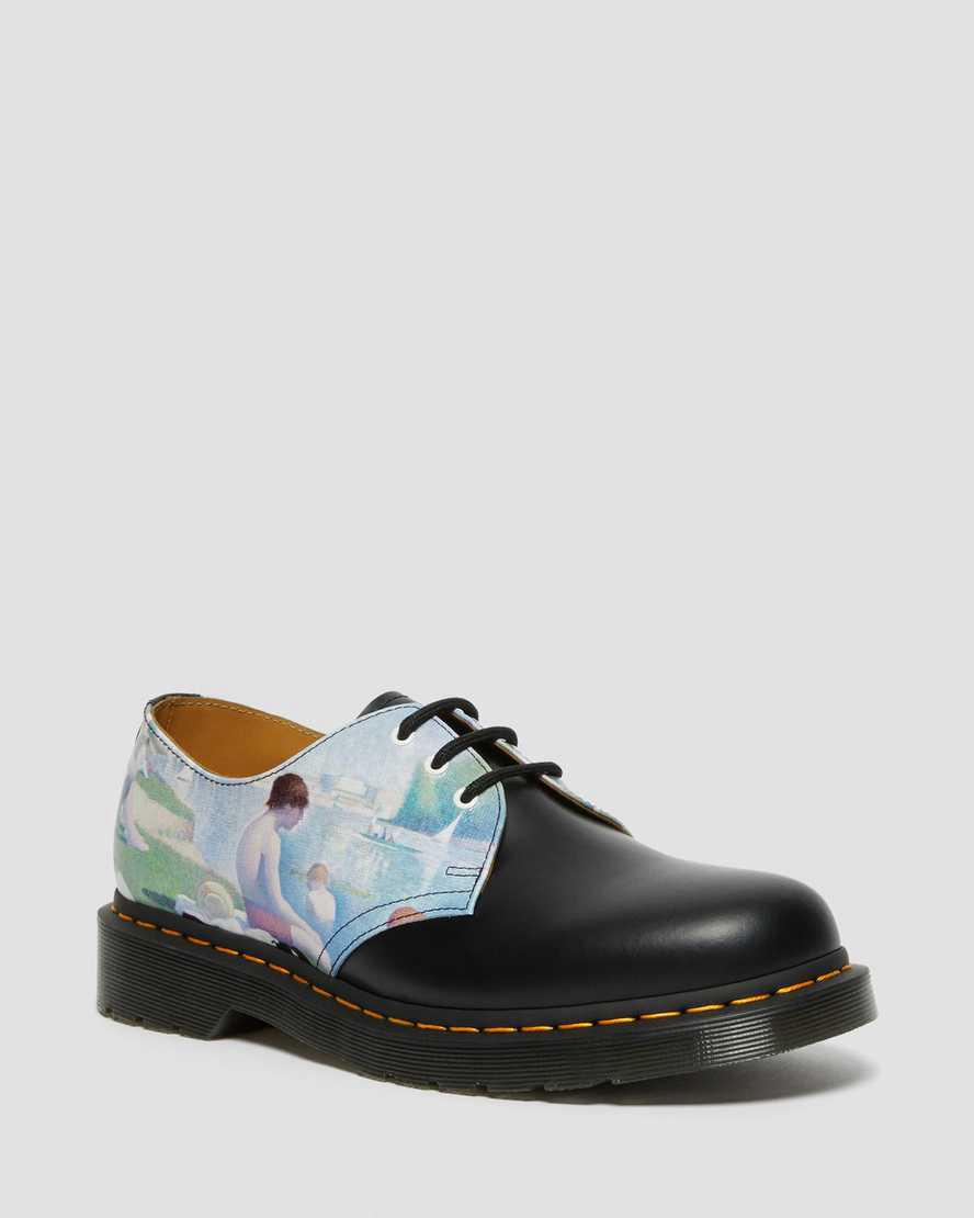 Dr Martens 1461 The National Gallery Seurat Erkek Oxford Ayakkabı Black/Backhand Türkiye | 13267-QNHF