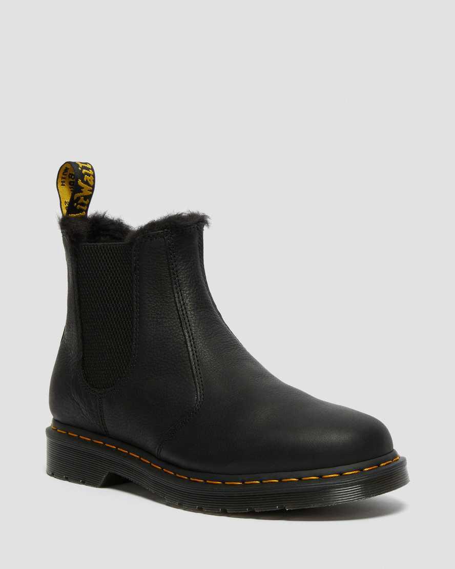 Dr Martens 2976 Faux Fur Astar Chelsea Kadın Kışlık Botlar Siyah Türkiye | 90724-KLUZ