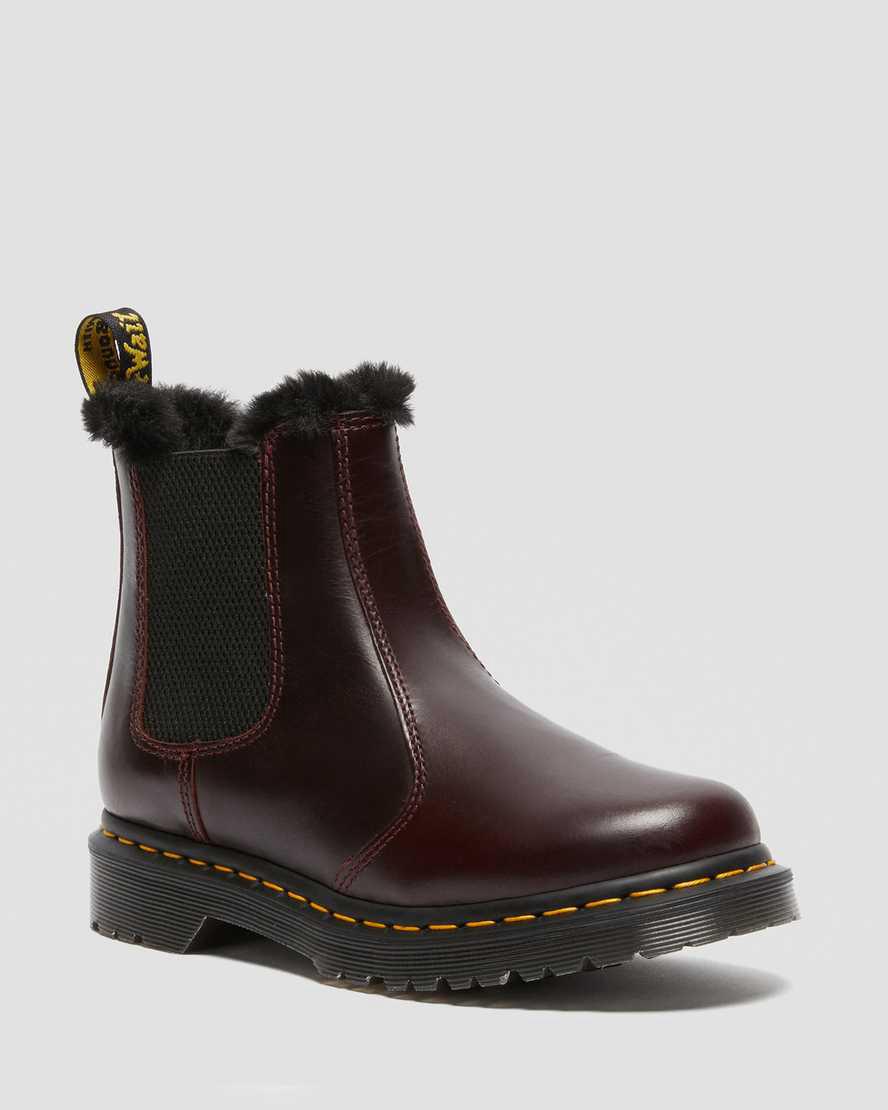 Dr Martens 2976 Leonore Faux Fur Astar Chelsea Kadın Bilek Boy Bot Bordo Türkiye | 30478-HJGS