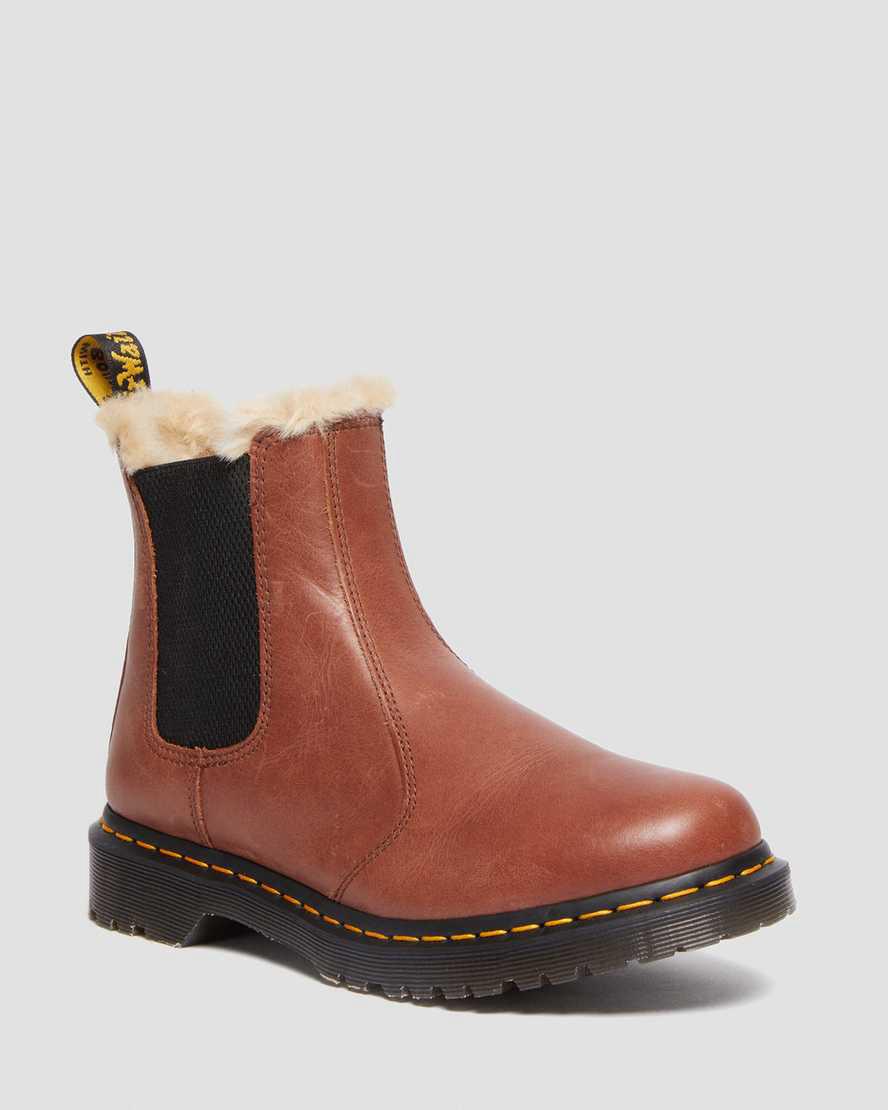 Dr Martens 2976 Leonore Faux Fur-Astar Chelsea Kadın Bilek Boy Bot Kahverengi Türkiye | 38957-ZUGO