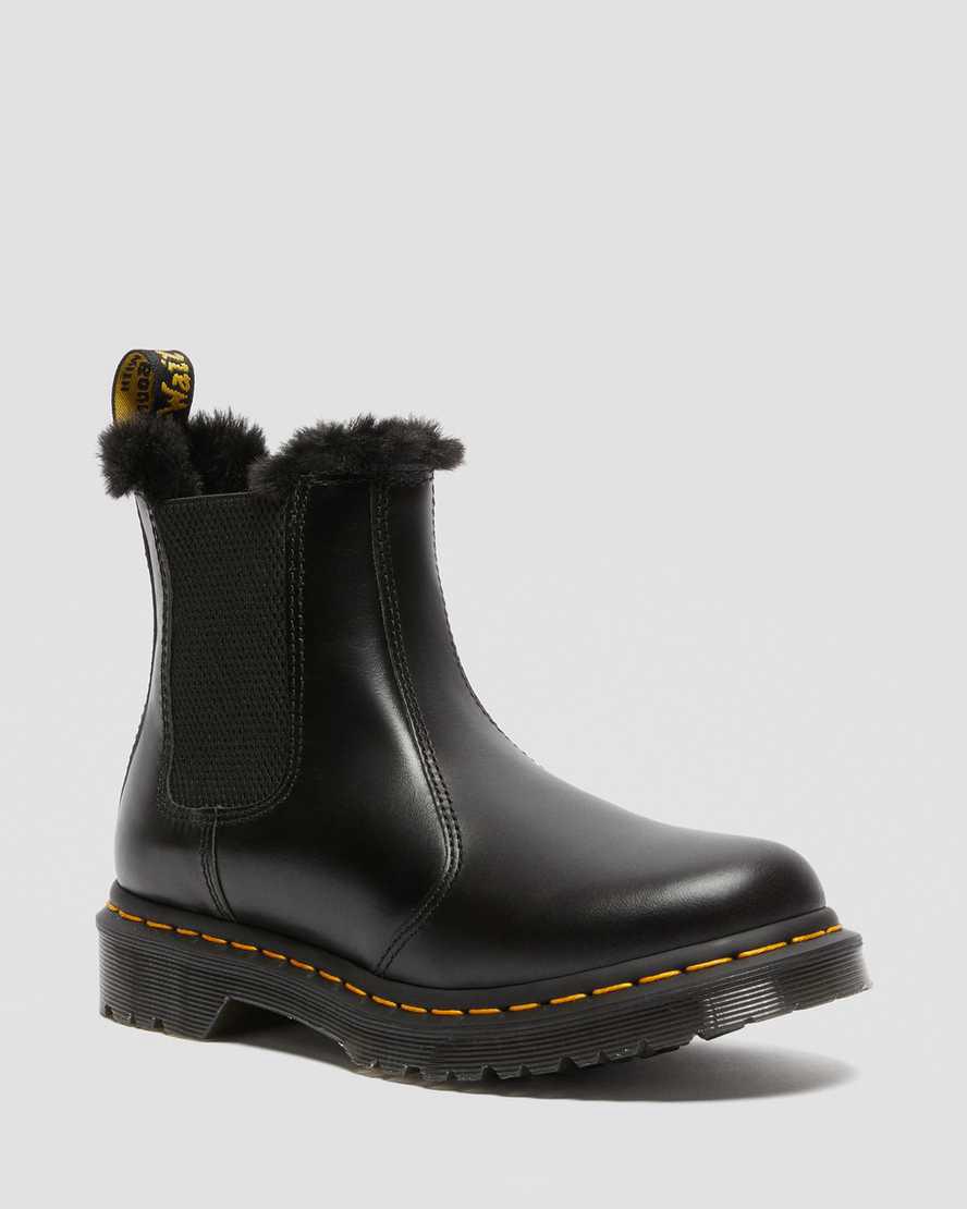 Dr Martens 2976 Leonore Faux Fur Astar Kadın Chelsea Bot Koyu Gri Türkiye | 47598-ZMFT