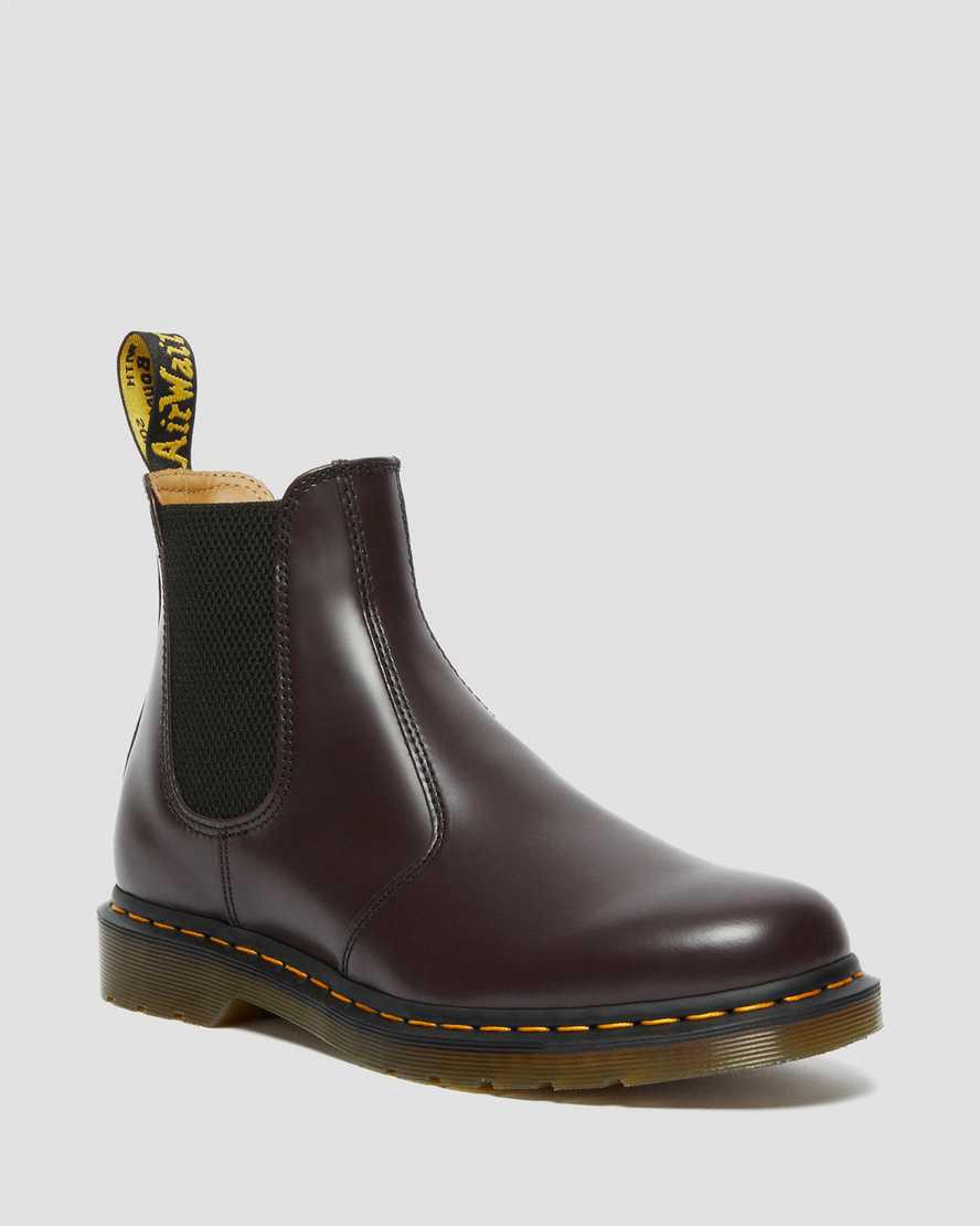 Dr Martens 2976 Yellow Stitch Smooth Deri Chelsea Kadın Bilek Boy Bot Bordo Türkiye | 05736-EDFP