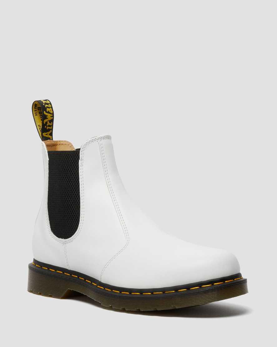 Dr Martens 2976 Yellow Stitch Smooth Deri Chelsea Kadın Bilek Boy Bot Beyaz Türkiye | 45690-IYSB