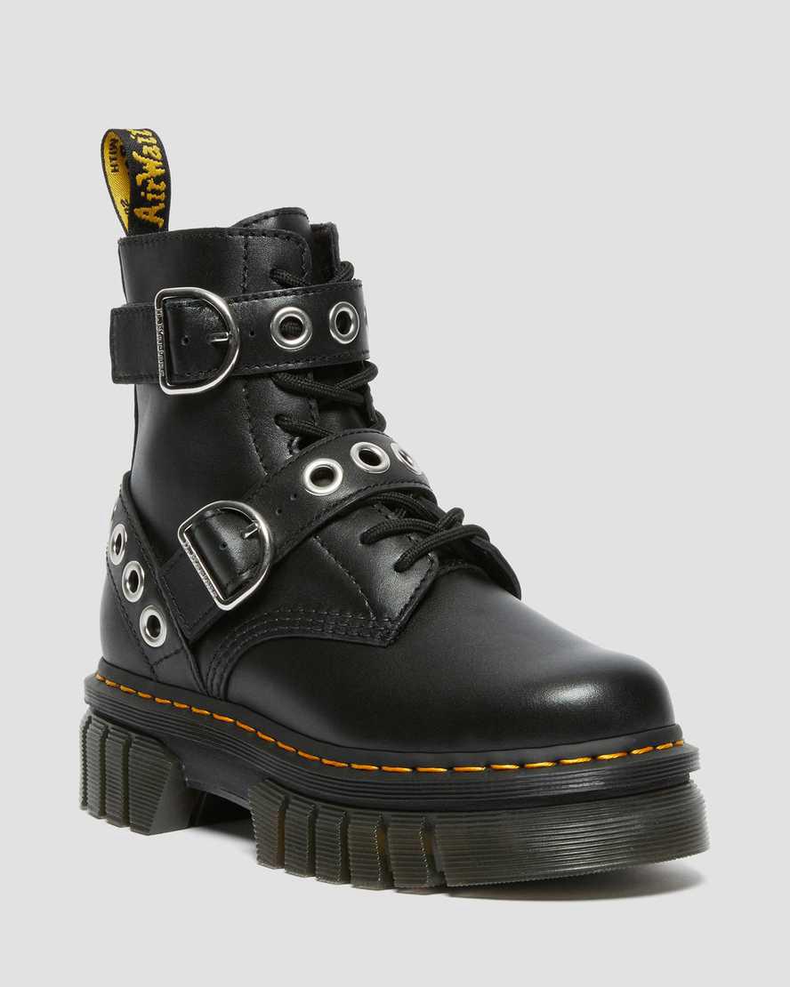 Dr Martens Audrick Hardware Deri Platform Kadın Bilek Boy Bot Siyah Türkiye | 16403-SQED