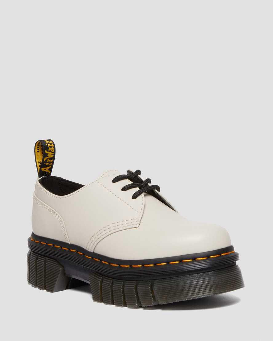 Dr Martens Audrick Nappa Deri Platform Erkek Oxford Ayakkabı Gri Türkiye | 45870-HFXG