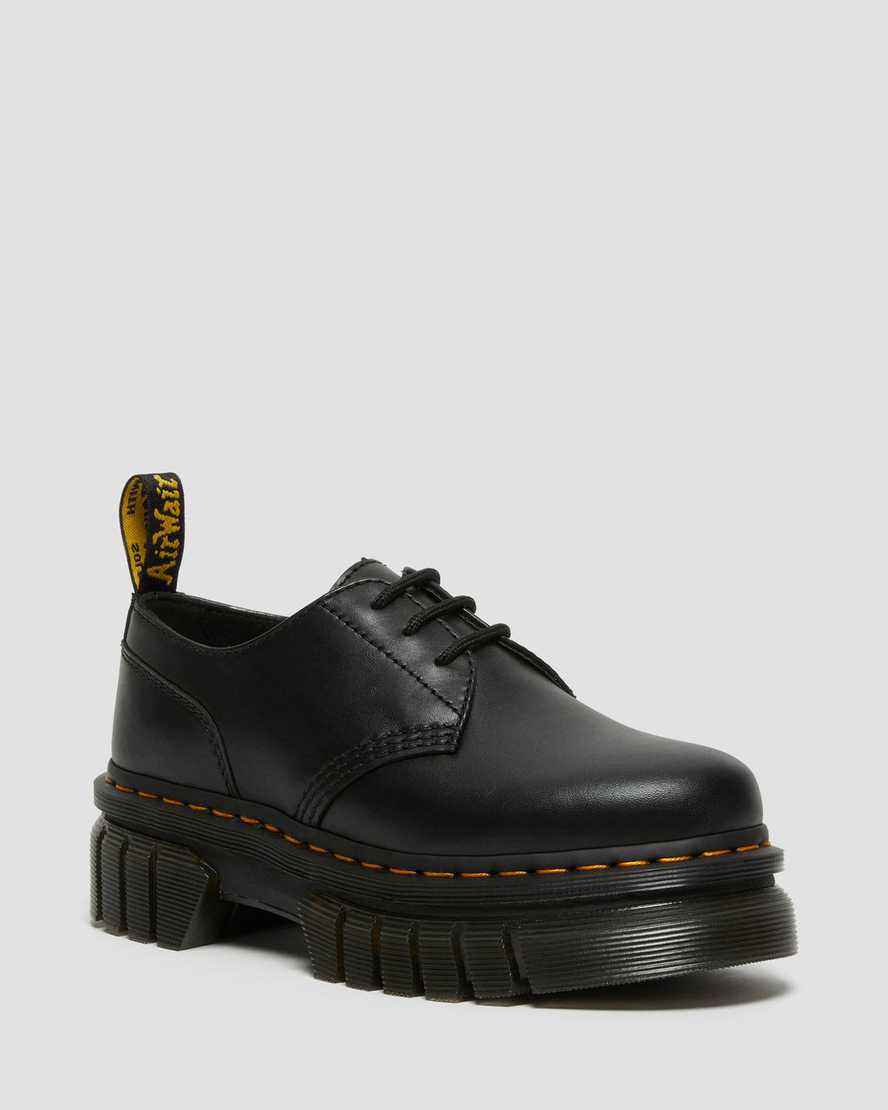 Dr Martens Audrick Nappa Deri Platform Erkek Oxford Ayakkabı Siyah Türkiye | 56342-CWZH