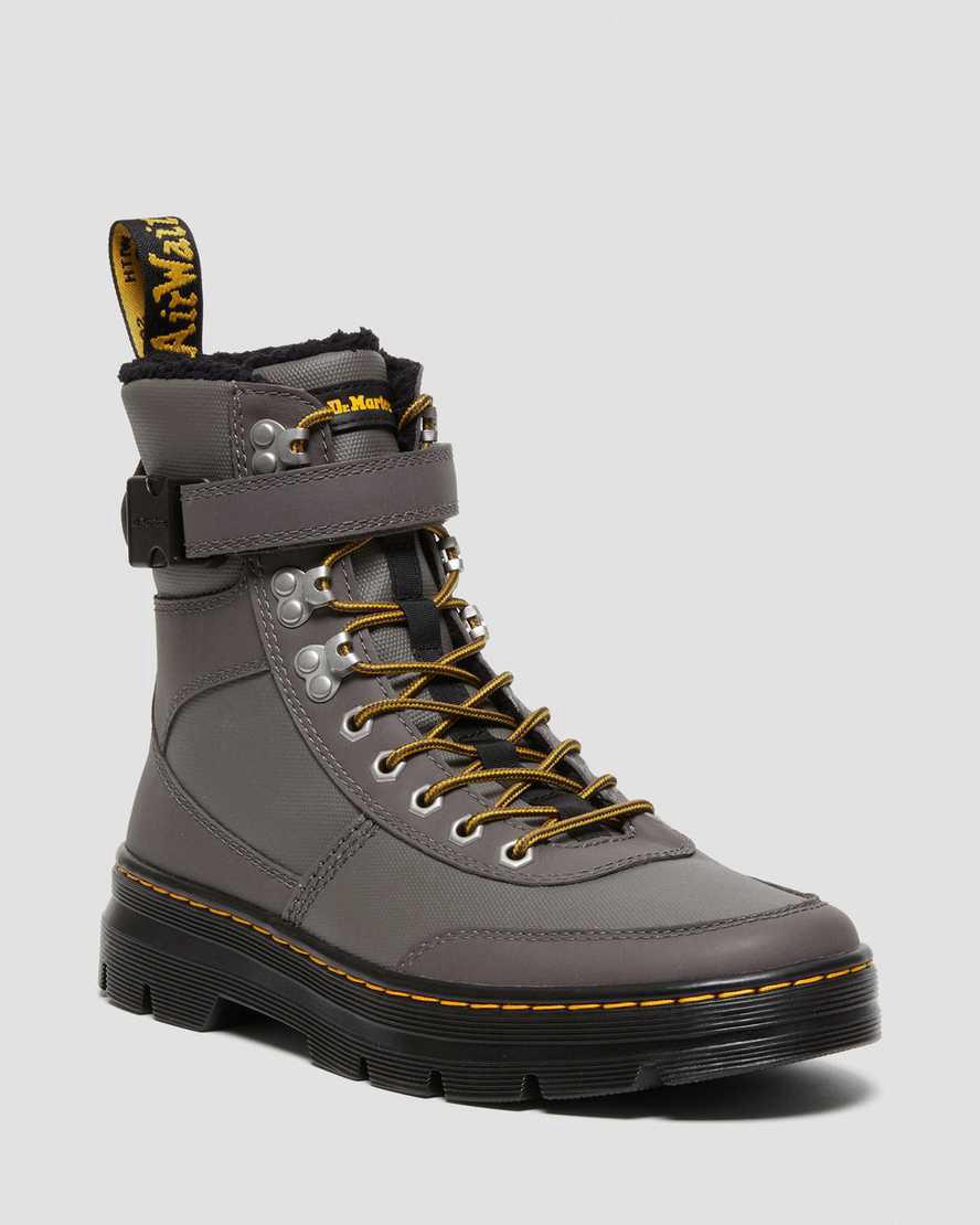 Dr Martens Combs Tech Faux Fur-Astar Erkek Günlük Bot Gri Türkiye | 68710-FDLM