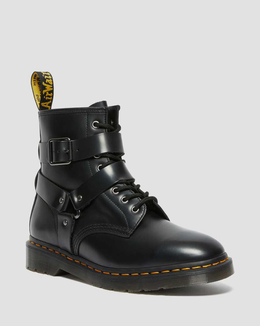 Dr Martens Cristofor Deri Harness Dantel Up Kadın Bilek Boy Bot Siyah Türkiye | 76312-PFDA