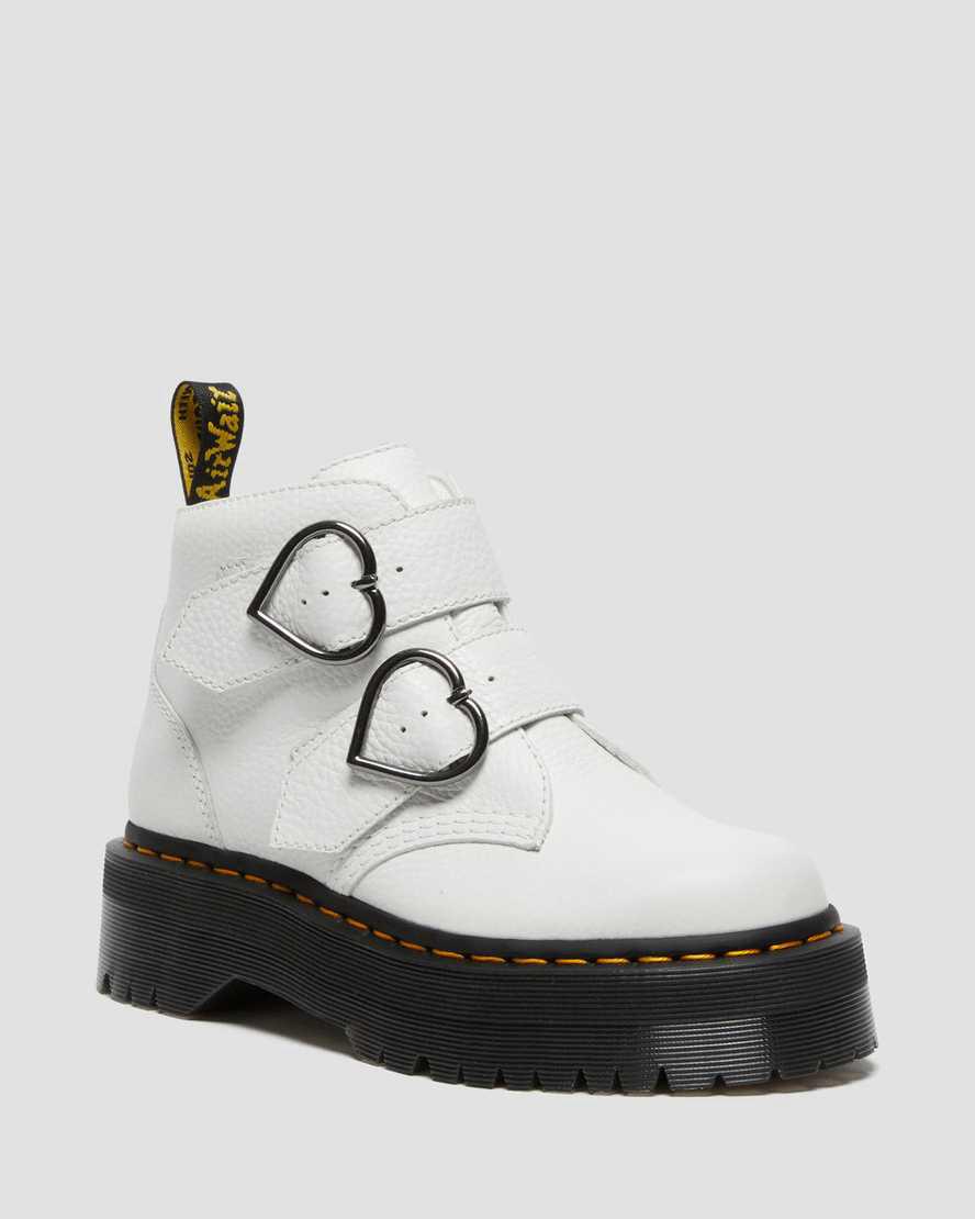 Dr Martens Devon Heart Deri Platform Kadın Bilek Boy Bot Beyaz Türkiye | 34576-BCXH