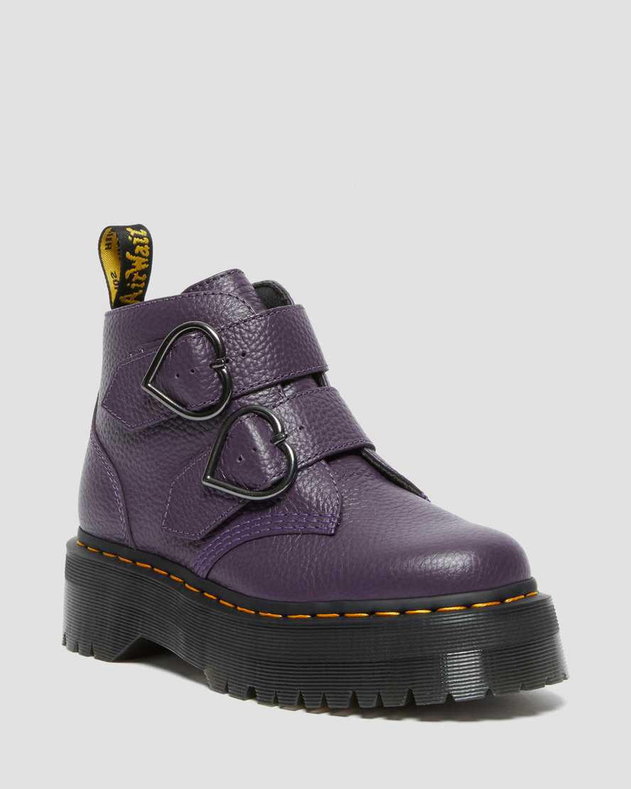 Dr Martens Devon Heart Deri Platform Kadın Bilek Boy Bot Blackcurrant Türkiye | 34675-GREA