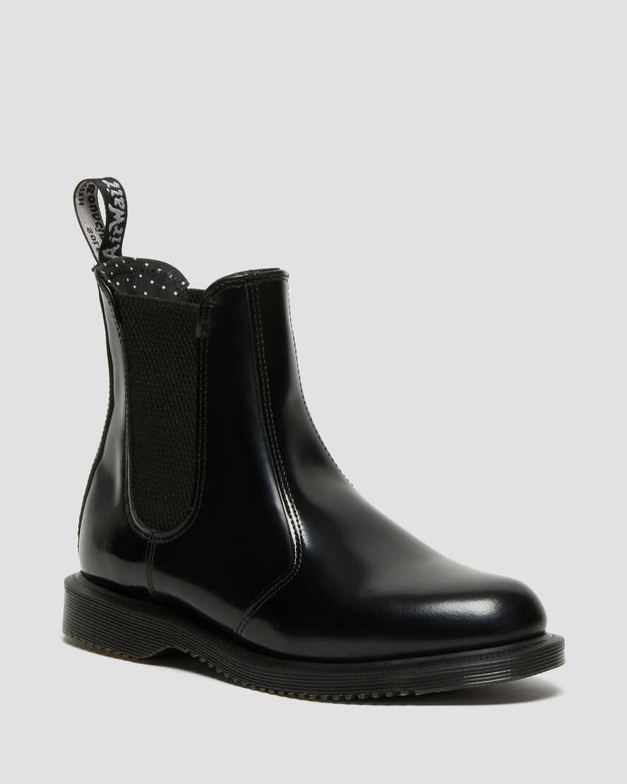 Dr Martens Flora Smooth Deri Chelsea Kadın Bilek Boy Bot Siyah Türkiye | 75698-CNQS