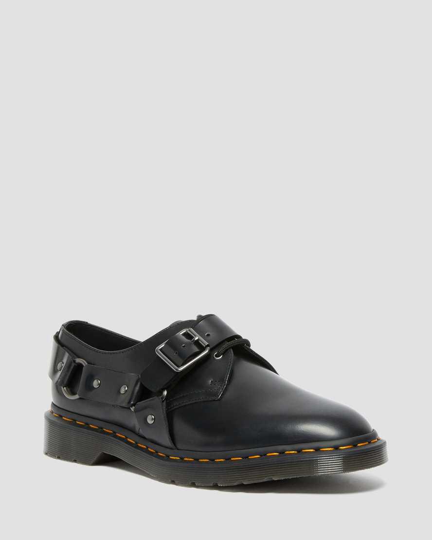 Dr Martens Henree Polished Smooth Deri Tokalı Erkek Oxford Ayakkabı Siyah Türkiye | 16283-GFJI