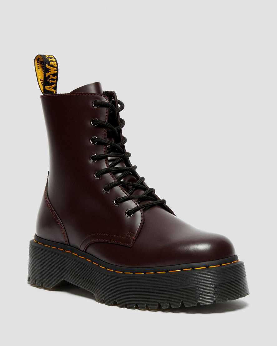 Dr Martens Jadon Boot Smooth Deri Erkek Kalın Taban Bot Bordo Türkiye | 78416-LXPW