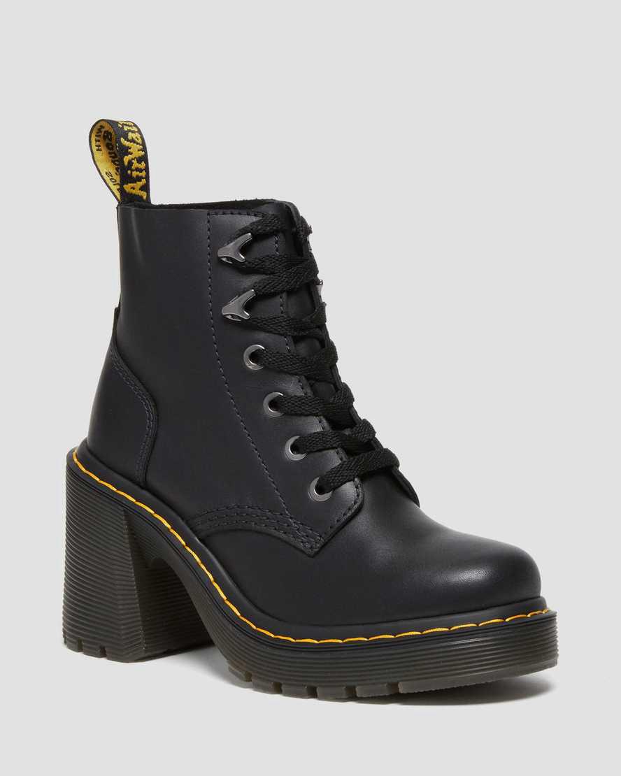 Dr Martens Jesy Sendal Deri Dantel Up Flared Heel Kadın Bilek Boy Bot Siyah Türkiye | 40738-WSRQ