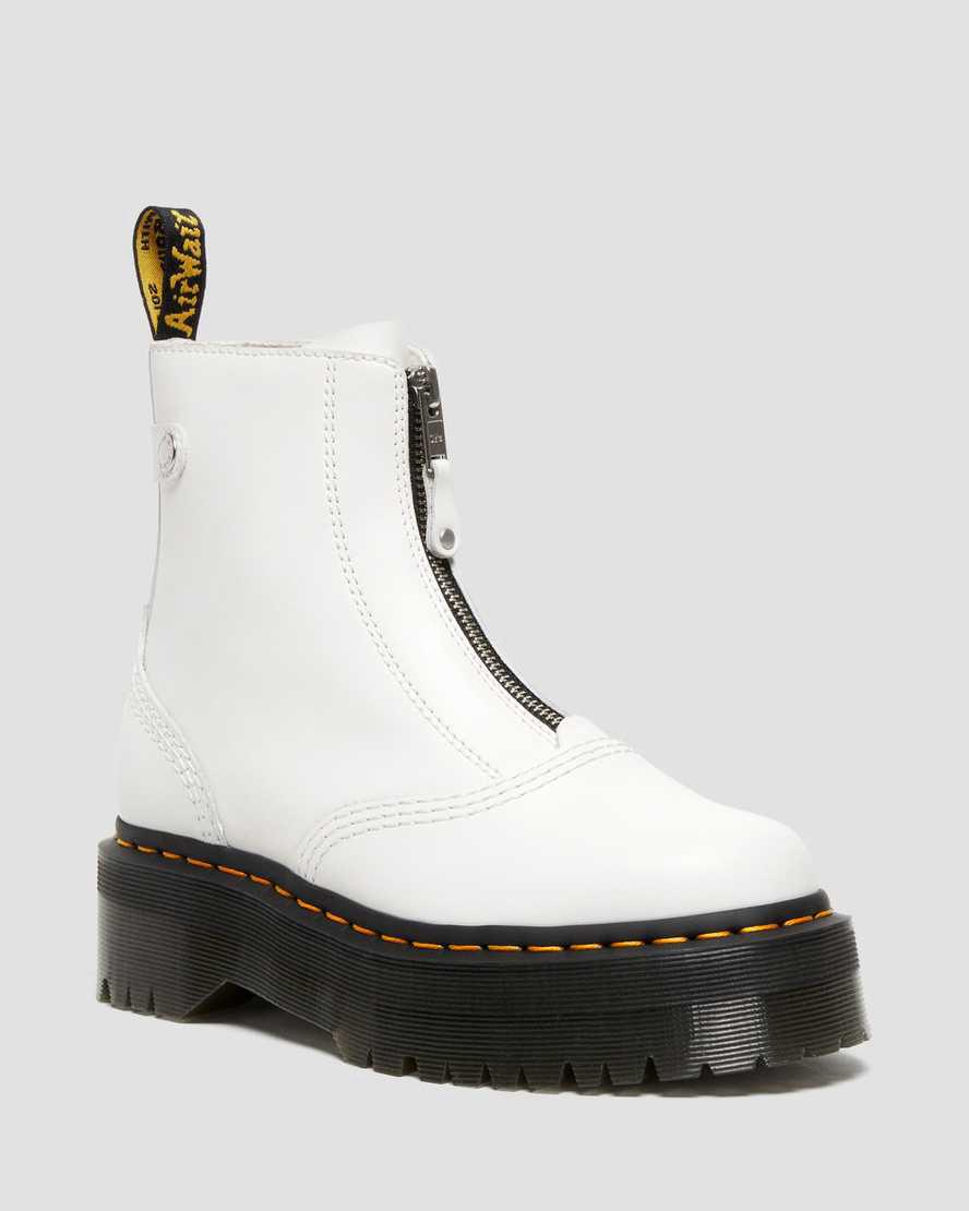 Dr Martens Jetta Zipped Sendal Deri Platform Kadın Bilek Boy Bot Beyaz Türkiye | 15469-OUFJ