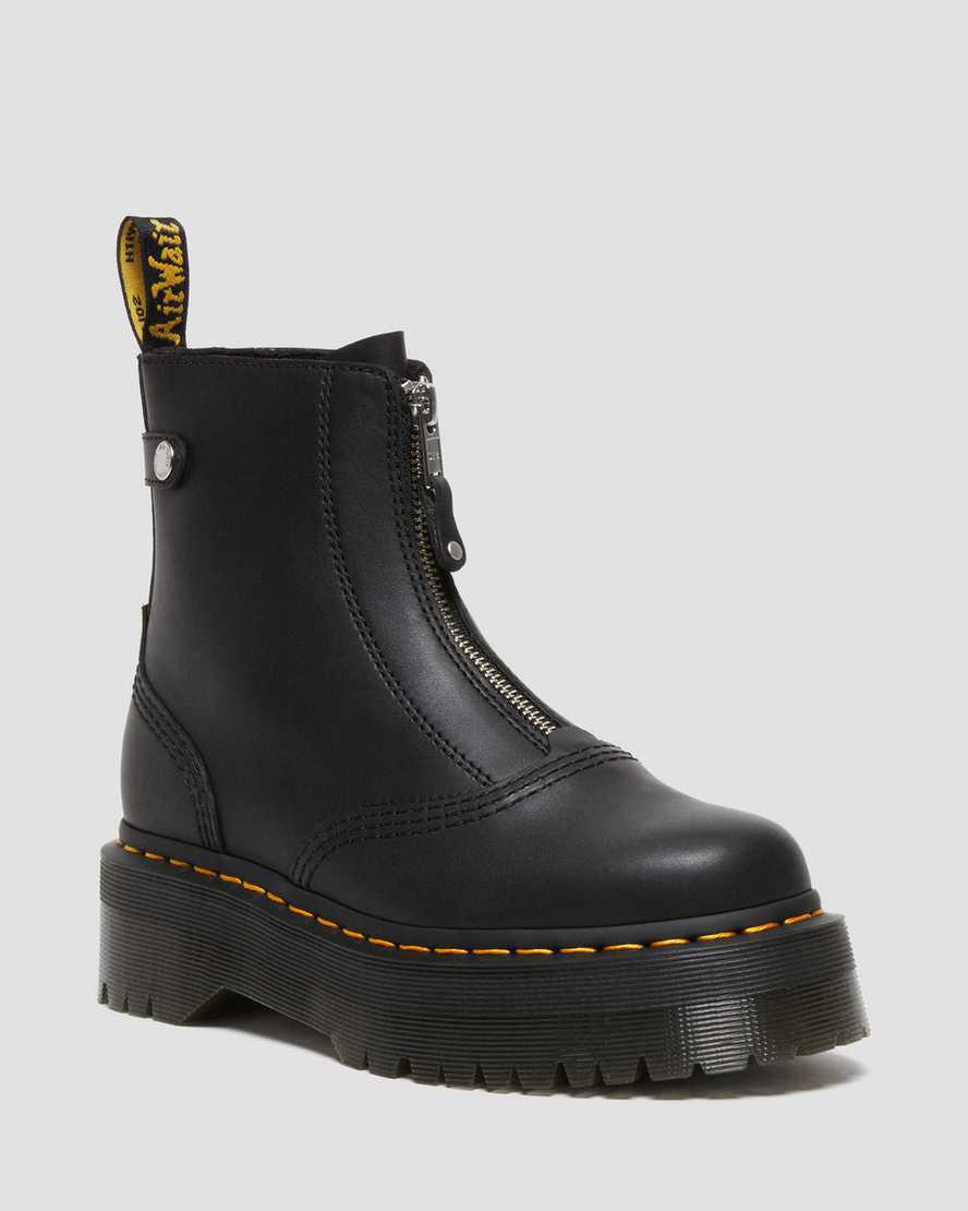 Dr Martens Jetta Zipped Sendal Deri Platform Kadın Bilek Boy Bot Siyah Türkiye | 23470-OEAN