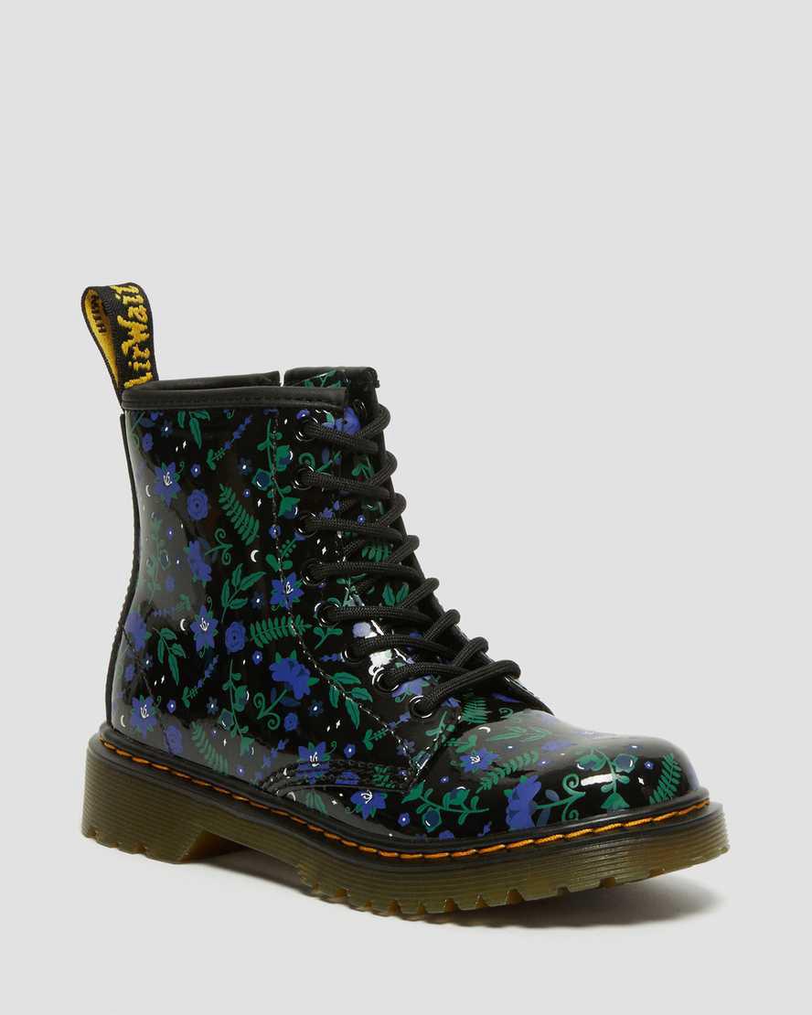 Dr Martens Junior 1460 Mystic Floral Rugan Çocuk Bağcıklı Bot Siyah Türkiye | 30876-PDOV