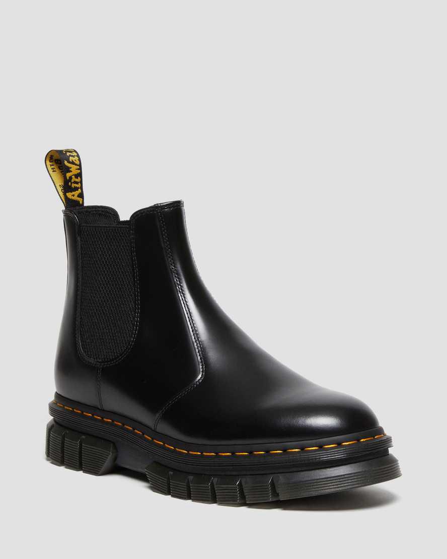 Dr Martens Rikard Polished Smooth Deri Chelsea Kadın Kalın Taban Bot Siyah Türkiye | 07593-BKPN