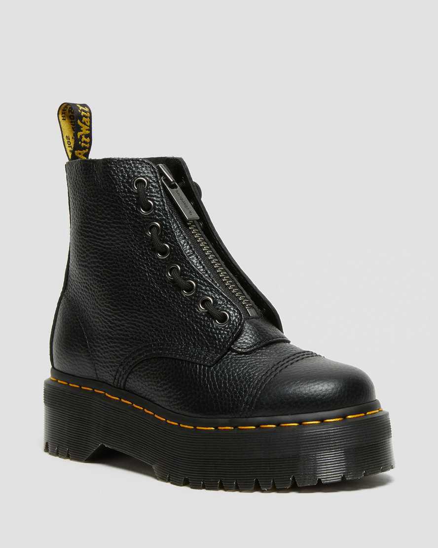 Dr Martens Sinclair Milled Nappa Deri Kadın Kalın Taban Bot Siyah Türkiye | 06358-HGIY