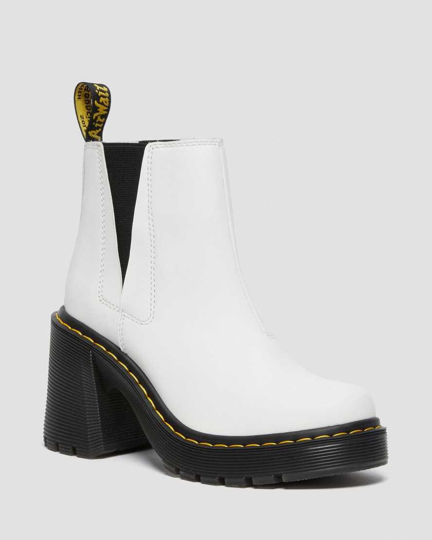 Dr Martens Spence Deri Flared Heel Chelsea Kadın Bilek Boy Bot Beyaz Türkiye | 06852-MVLB