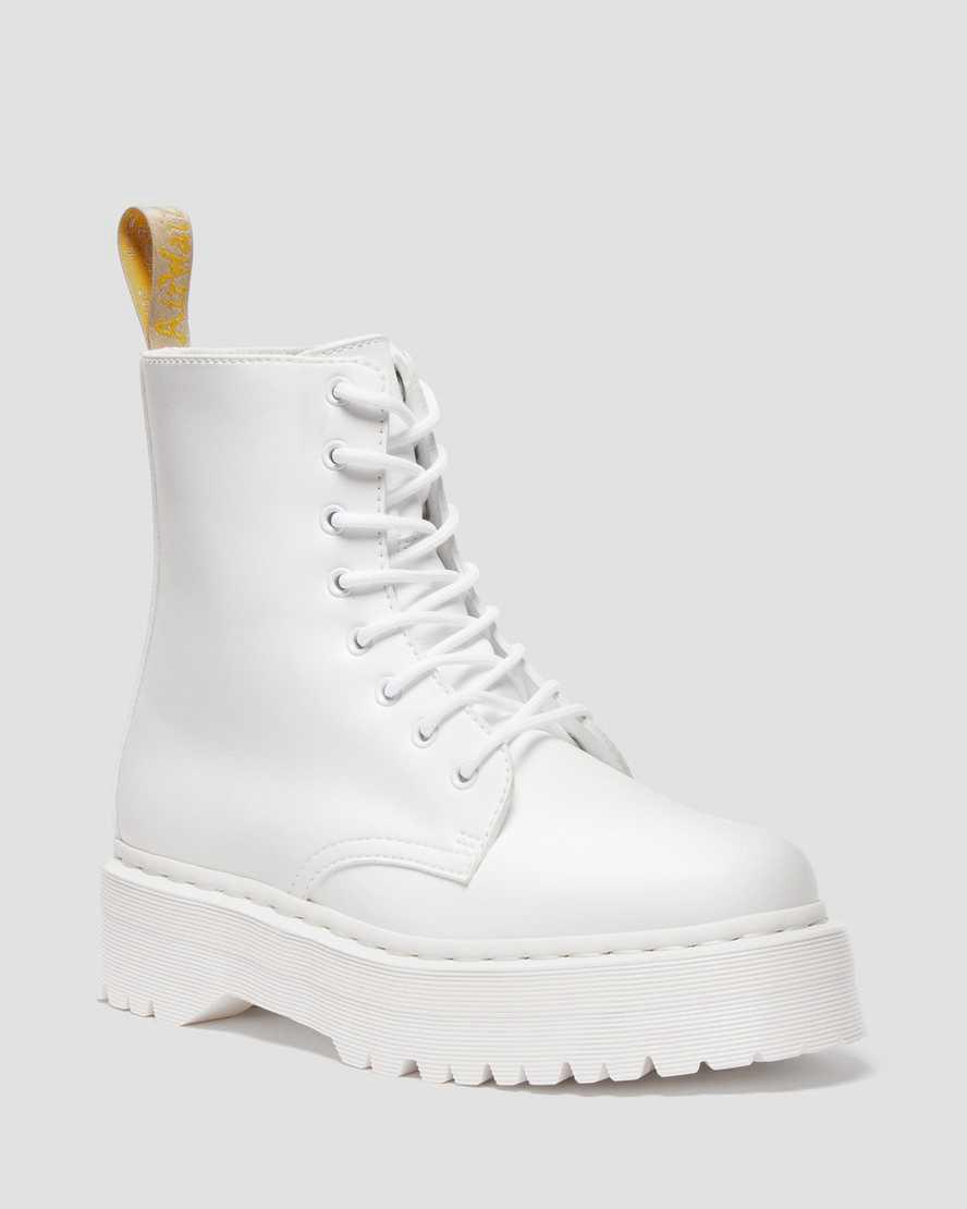 Dr Martens Vegan Jadon II Boot Kemble Mono Platforms Erkek Bilek Boy Bot Beyaz Türkiye | 48970-NZPG