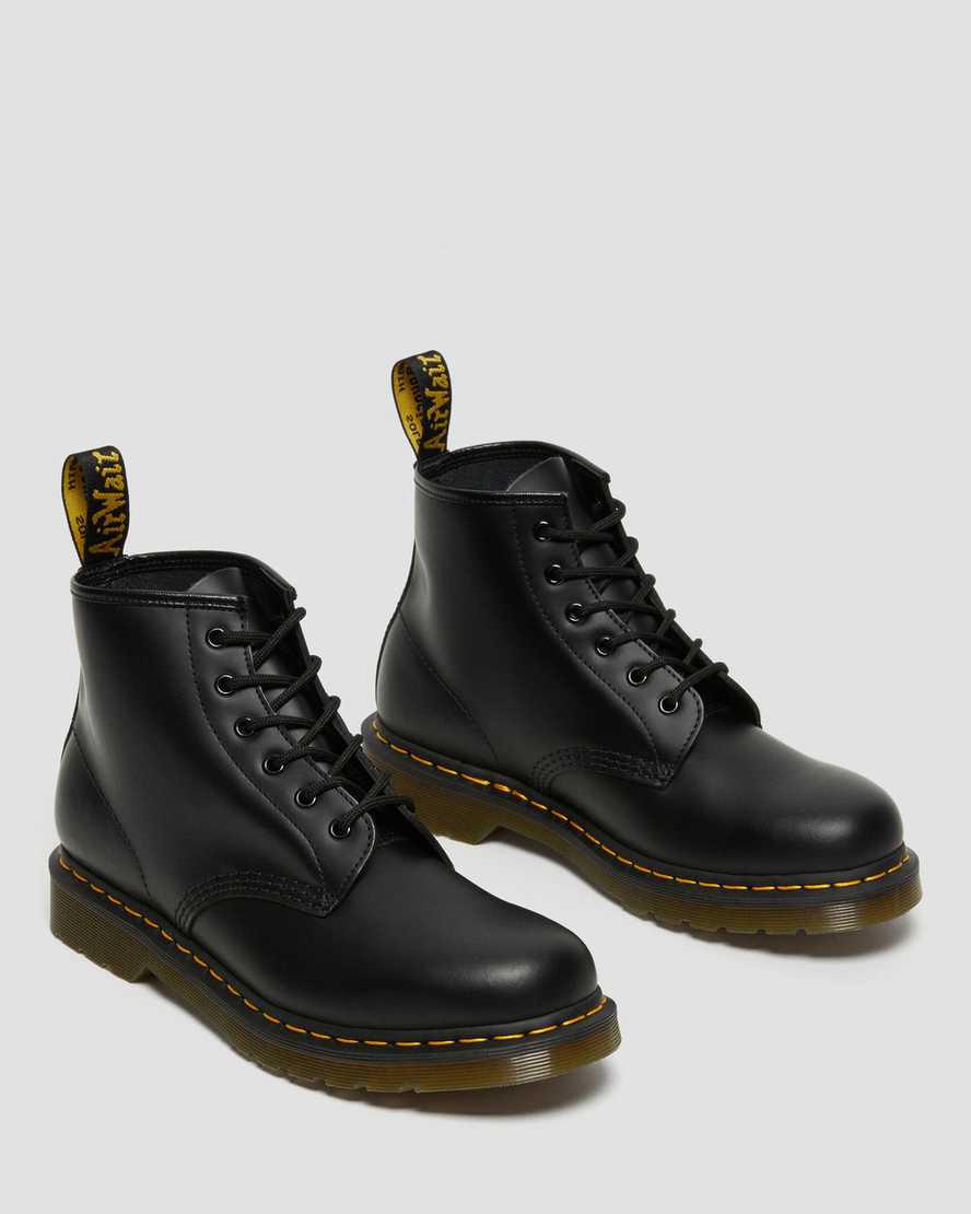 Dr Martens 101 Yellow Stitch Smooth Deri Kadın Bilek Boy Bot Siyah  Türkiye |  03258-DTJI