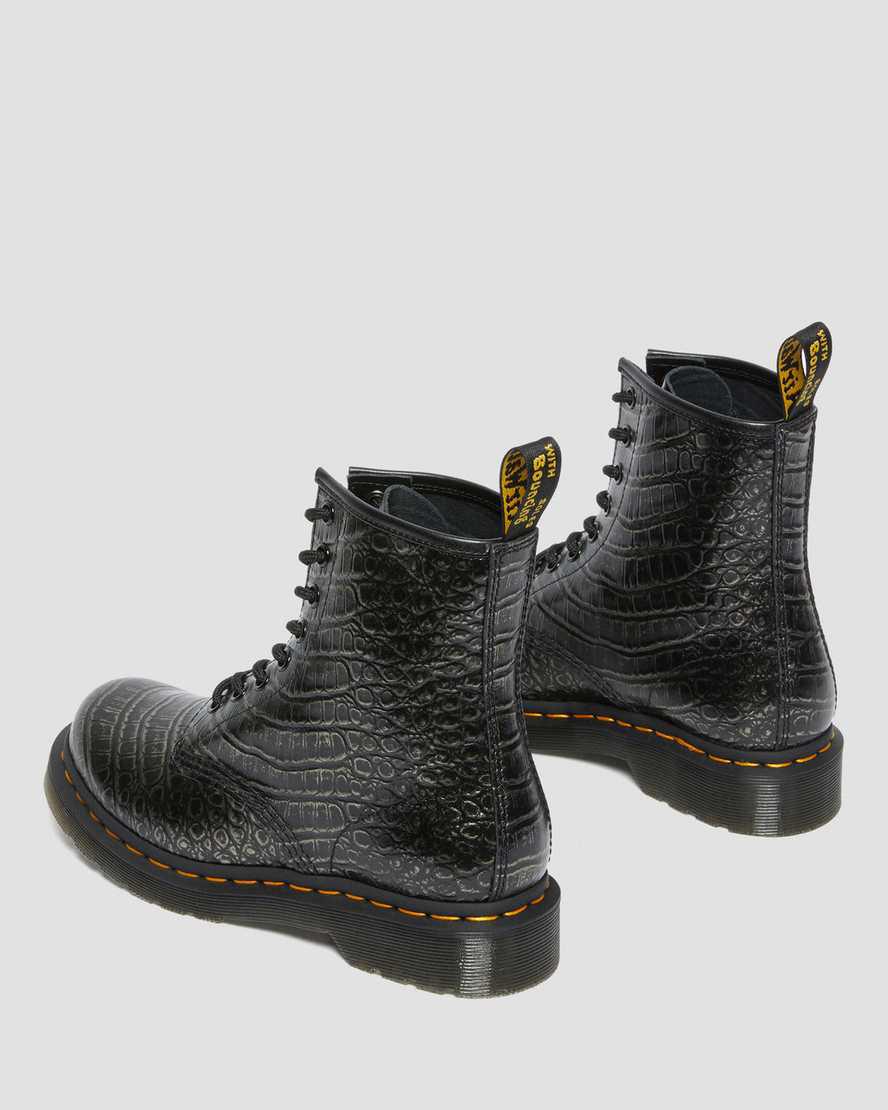 Dr Martens 1460 Croc Emboss Deri Dantel Up Kadın Bilek Boy Bot Gri  Türkiye |  40761-JWSV