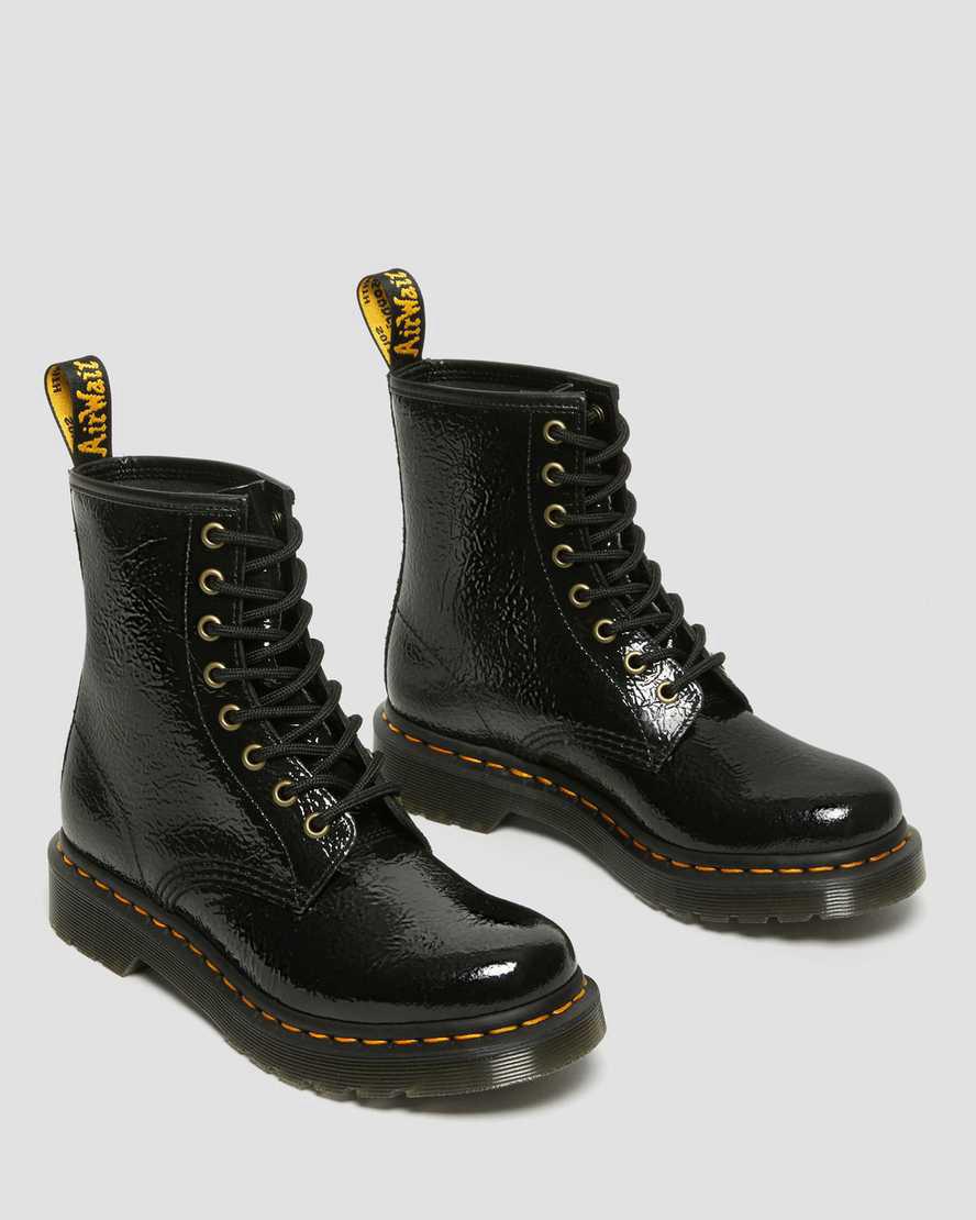 Dr Martens 1460 Distressed Rugan Deri Kadın Bağcıklı Bot Siyah  Türkiye |  28694-OUFL